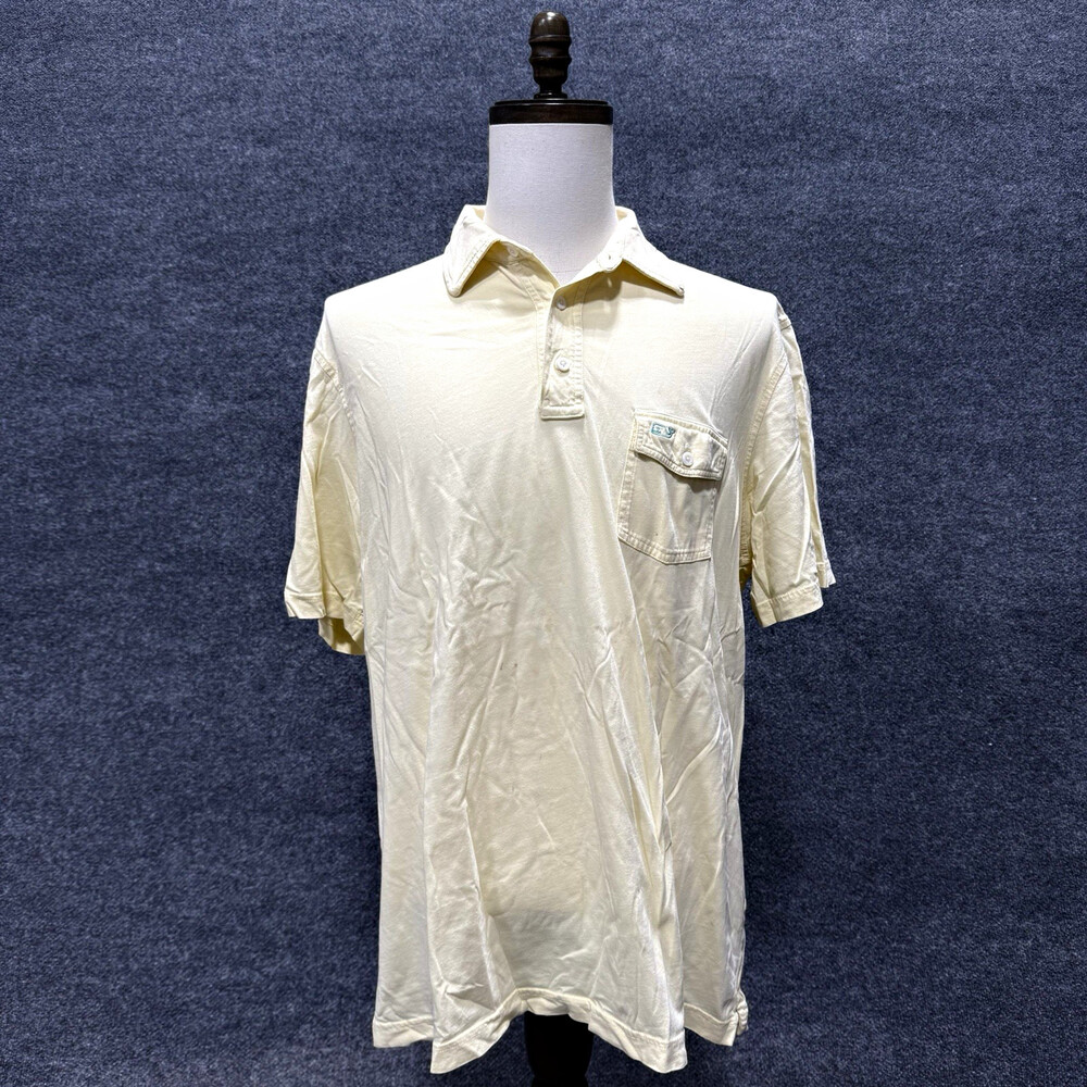 Vineyard Vines Mens XL Cream Polo Shirt Short Sleeve Pocket Whale Logo Cotton